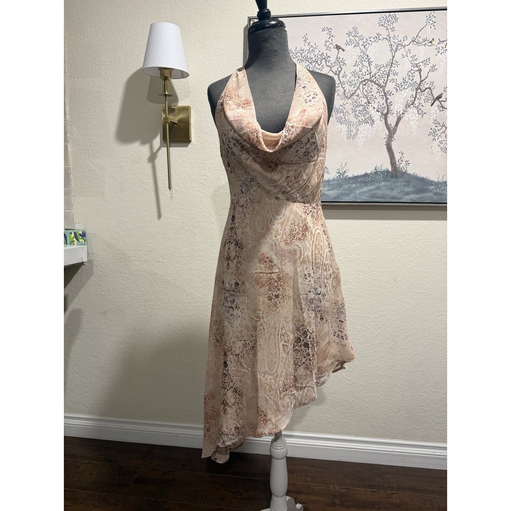 Princess Polly‎ Multicolor Paisley Chiffon Midi Dress Asymmetrical Halter US 4